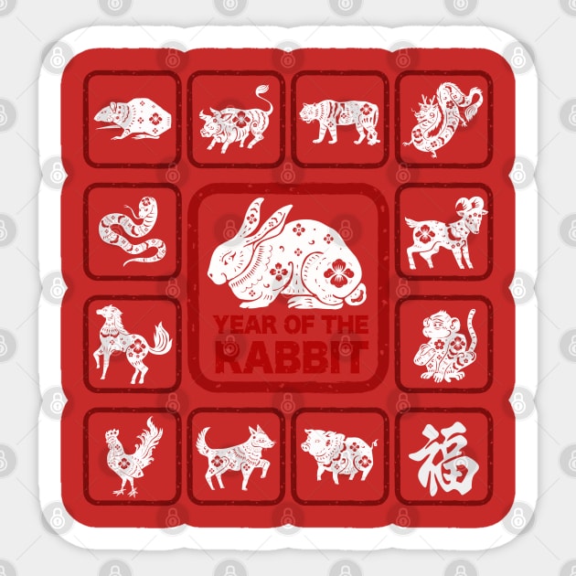 12 Chinese Zodiac Signs - Year of The Rabbit 2023 Sticker by Gendon Design